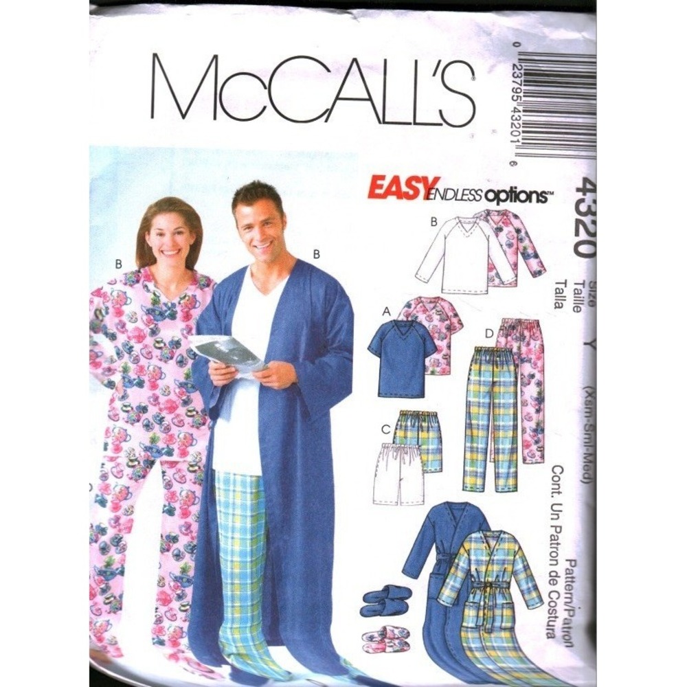 McCall's 4320 Sewing Pattern Loungewear Robe Pajamas Tops Pants Shorts Size XS-M